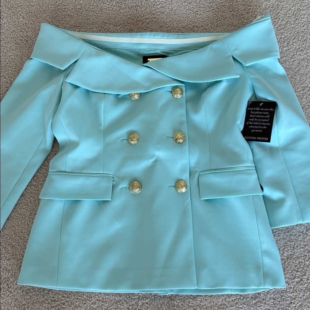 Aqua Blazer with Gold Buttons - Picture 3 of 8